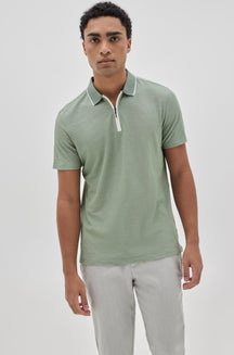 Polo à zip pour homme par Robert Barakett | RB31019/Farnsworth Vert Ombre/Shadow Green| Machemise.ca, vêtements mode pour hommes