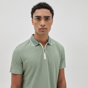 Polo à zip pour homme par Robert Barakett | RB31019/Farnsworth Vert Ombre/Shadow Green| Machemise.ca, vêtements mode pour hommes