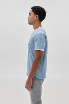 T-Shirt à rayure pour homme par Robert Barakett | RB31103/Reznik Bleu/Blue| Machemise.ca, vêtements mode pour hommes