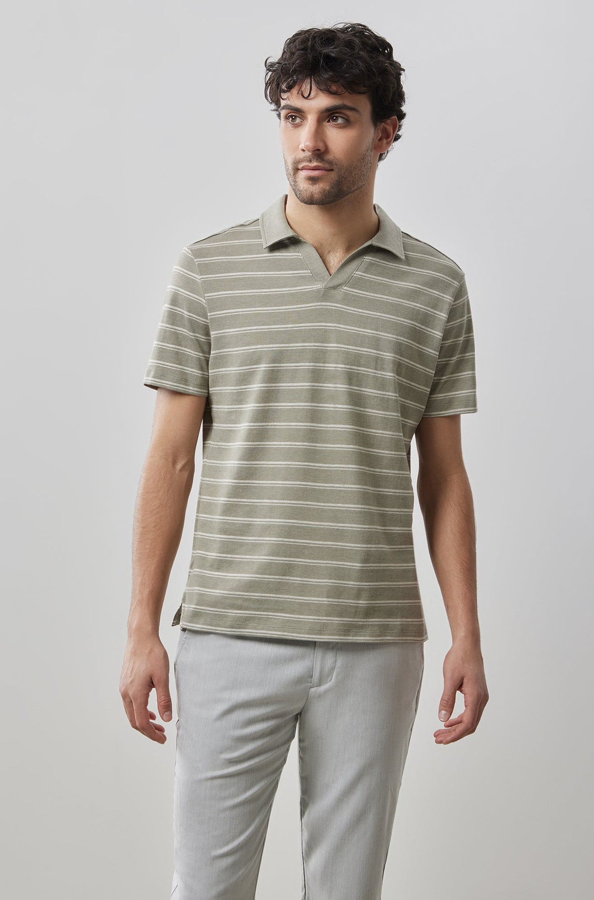 Polo col ouvert pour homme par Robert Barakett | Meyer RB41105 OLIVE | Machemise.ca, vêtements mode pour hommes