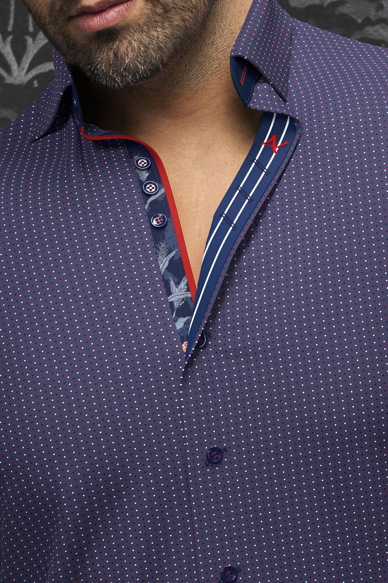 Chemise manches longues pour homme par Au Noir | SALAZAR Bleu Foncé Rouge | Machemise.ca, inventaire complet de la marque Au Noir
