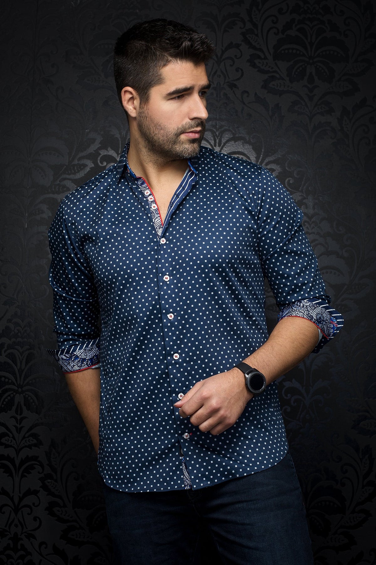 Chemise manches longues pour homme par Au Noir | SANTANA NAVY | Machemise.ca, inventaire complet de la marque Au Noir