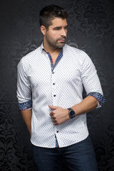 Chemise manches longues pour homme par Au Noir | SANTANA WHITE NAVY | Machemise.ca, inventaire complet de la marque Au Noir