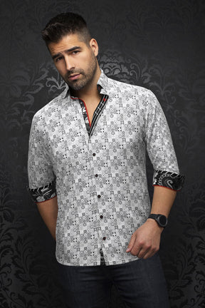 Chemise manches longues pour homme par Au Noir | SOLLOZZO Blanc Noir | Machemise.ca, inventaire complet de la marque Au Noir