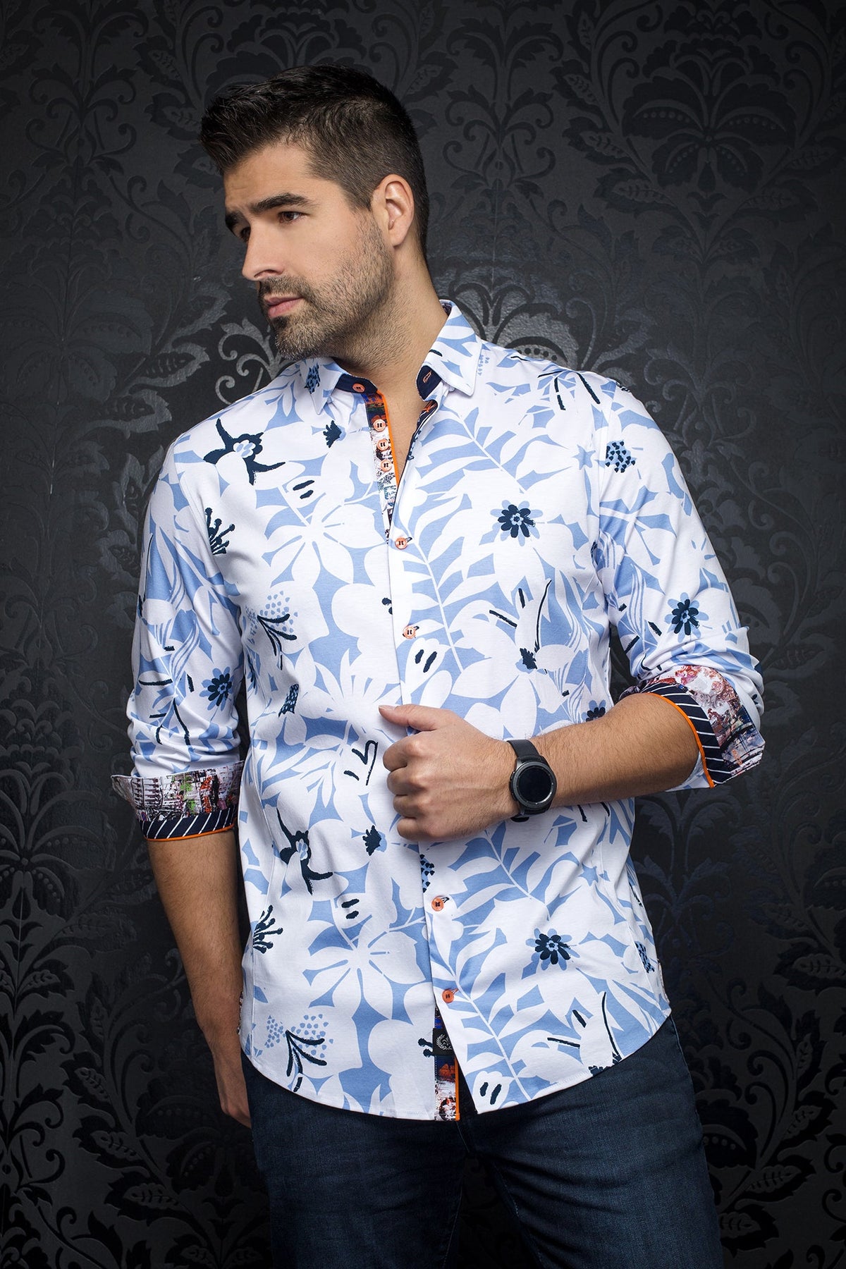 Chemise manches longues en Knit pour homme par Au Noir | VERSO light blue | Machemise.ca, inventaire complet de la marque Au Noir