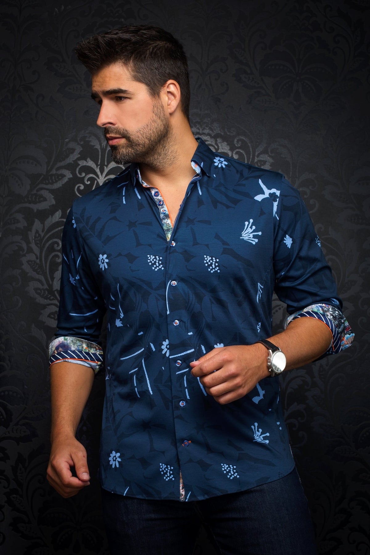 Chemise manches longues pour homme par Au Noir | VERSO Marine/navy | Machemise.ca, inventaire complet de la marque Au Noir