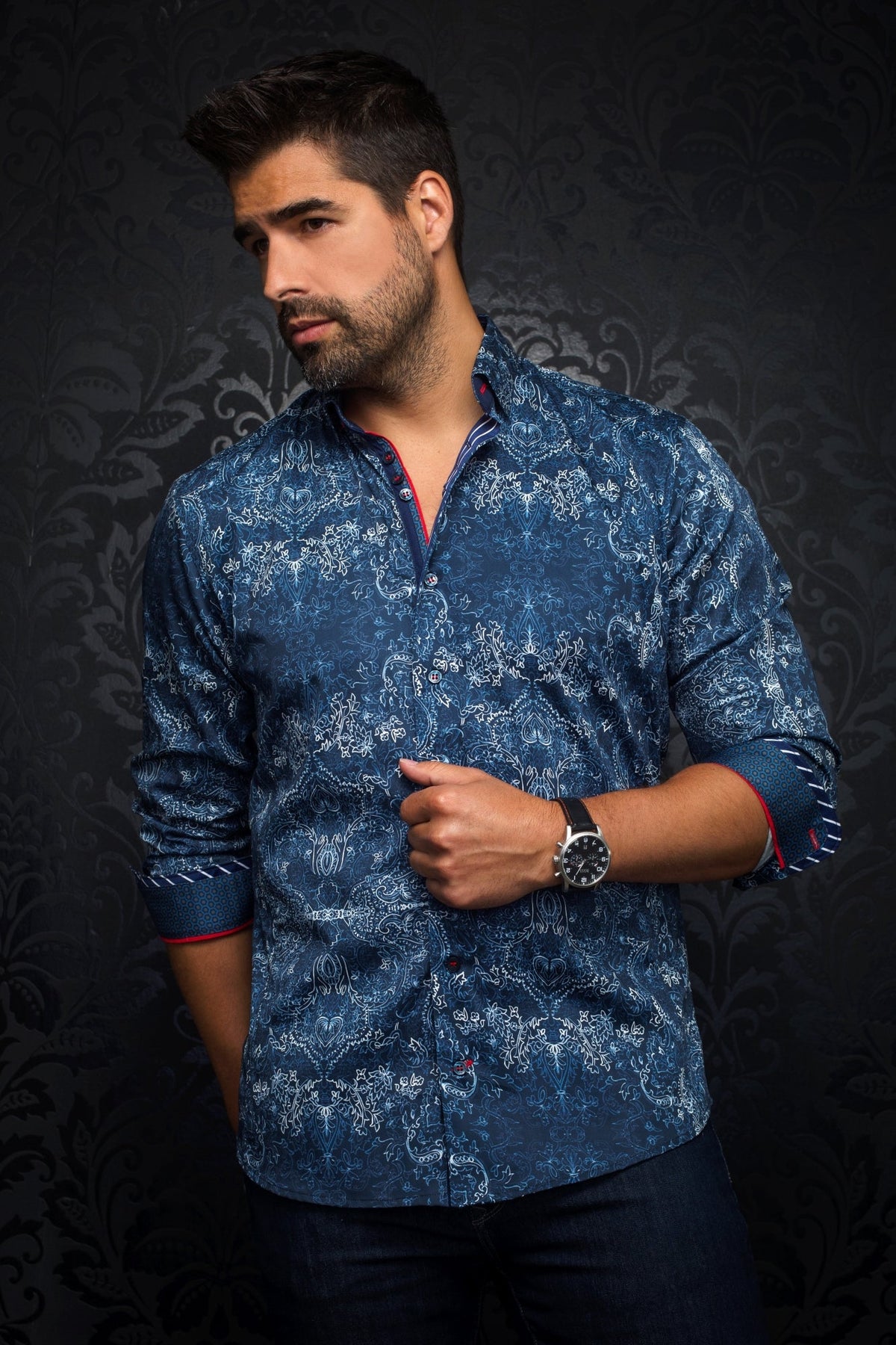 Chemise manches longues pour homme par Au Noir | WAKE Marine/navy | Machemise.ca, inventaire complet de la marque Au Noir