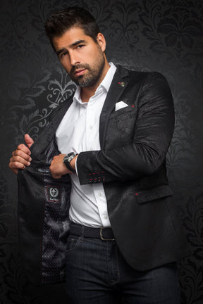 Veston pour homme par Au Noir | WILLIAM_JACQUARD Gris Noir/black | Machemise.ca, inventaire complet de la marque Au Noir