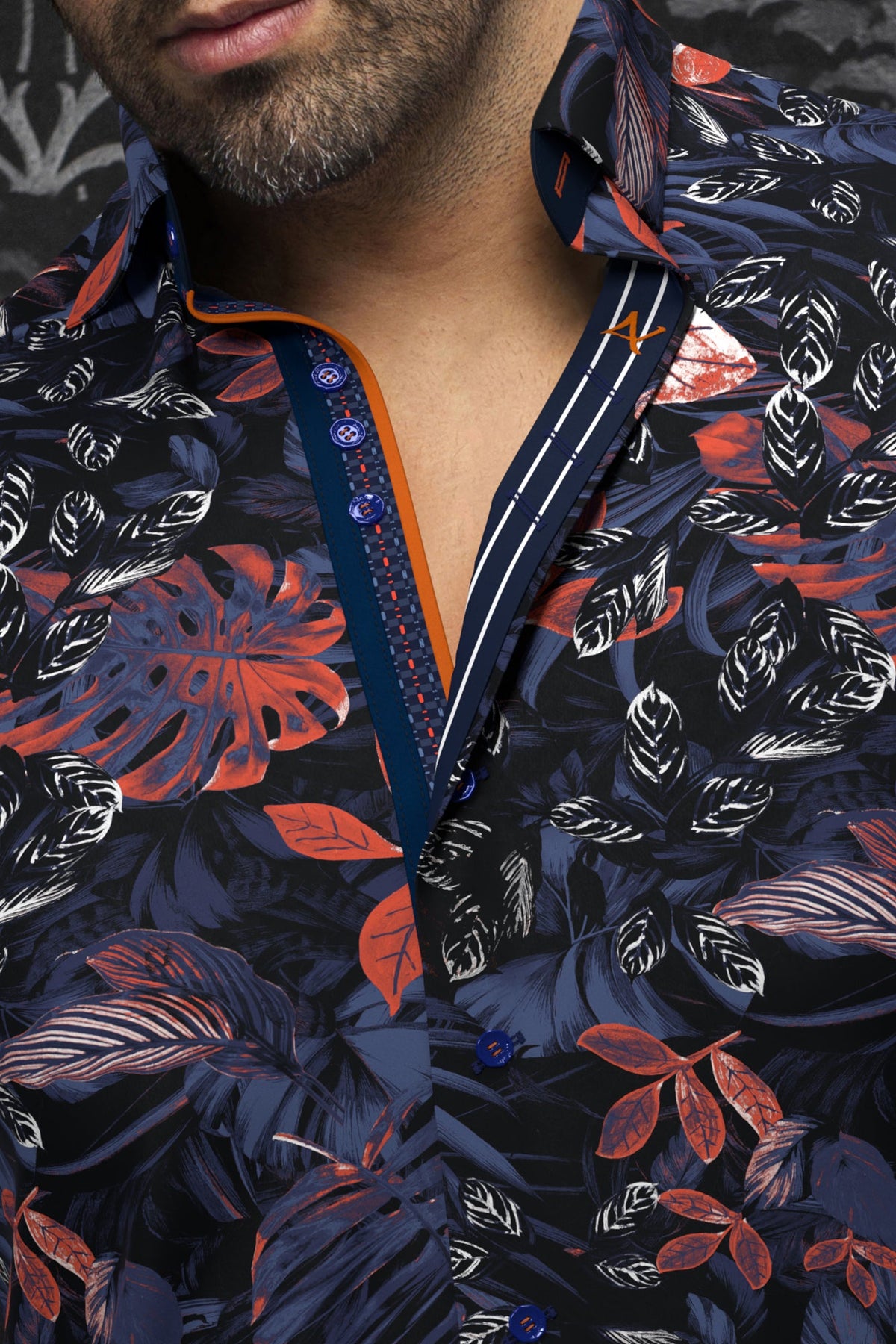 Chemise manches courtes en Knit pour homme par Au Noir | ZENATA(SS) Marine Orange | Machemise.ca, inventaire complet de la marque Au Noir